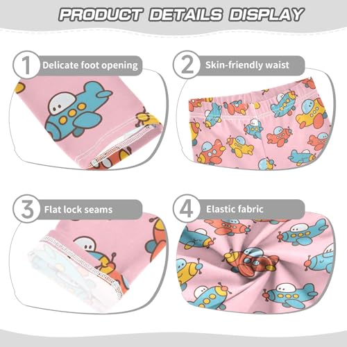 Cute Airplane Girls Leggings Soft Stretch Workout Yoga Dance Pants for Kids Casual Tights3