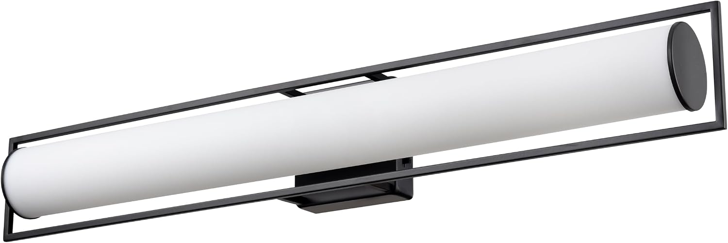 ML Lighting | Teylor Collection | 7661-MB | LED Light Vanity in Matte Black Finish with White Glass Shade | 3000K 4000K 5000K | Selectable Color Temperature for Ambient Atmosphere