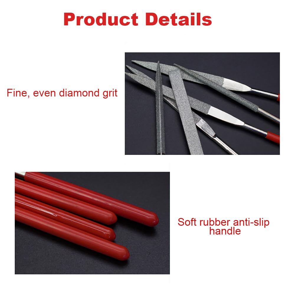 Set di 10 lime ad ago diamantate da 140 mm, mini lime diamantate con varie forme per metallo, vetro, pietra, legno, intaglio di gioielli
