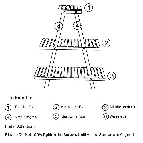 Augosta 3 Tier Wood Plant Stand, Large Multi Tiered Plant Shelf for Multiple Plants, Indoor Flower Pots Stand, Outdoor Plant Shelves Rack Holder - Thumbnail 6