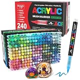 Guangna 240 Colors Acrylic Paint Pens Brush Tip