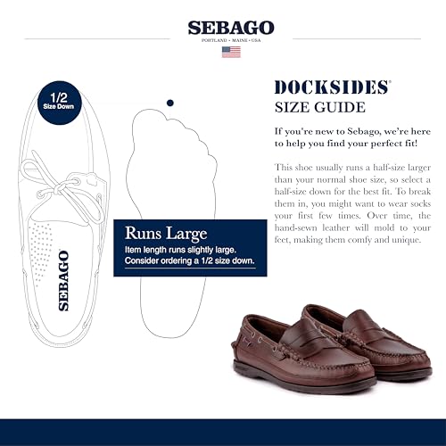 Sebago Sloop Waterproof Boat Shoes - Full-Grain Leather Loafer-Style Moccasins with Snug Leather Sock Lining and Non-Marking, Non-Slip Rubber Outsoles3
