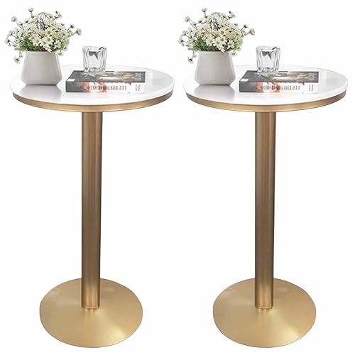 Round Bar Table Set of 2, Pub/Coffee Tables with Metal