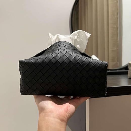 Tissue Box Cover Holder & Paper Organizer Dispenser - Decorative for Bathroom, Vanity Countertop, Tabletop, Car (Black)