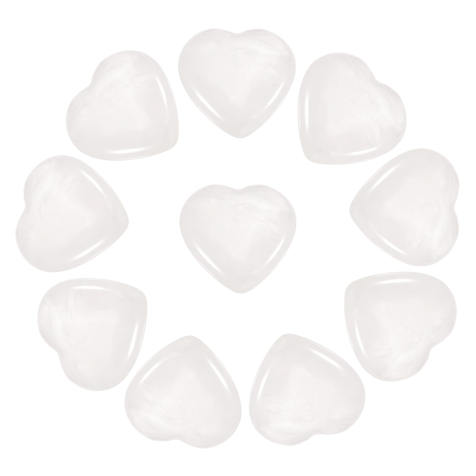 PATIKIL 10Pcs Natural Heart Shaped Crystal Stone, 0.8" Polished Love Gemstone Crystal, Pocket Rock Engraved Worry Stones for Women Valentines Gift Meditation 0.2" Thick, Clear Quartz