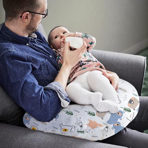 Image of Little Grape Land Nursing Pillow for Infants, Breastfeeding Pillows, Baby Pillow for Nursing, Bottle Feeding with Machine Washable Cover & Breathable Filling (Bear)