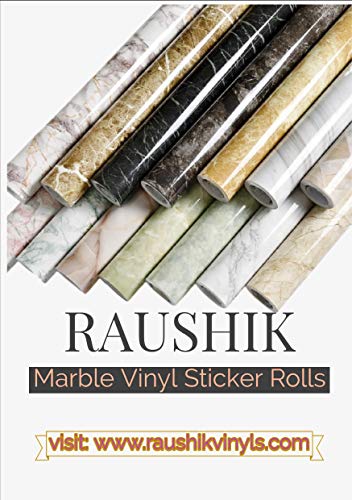 Image of Self Adhesive Gloss Vinyl Wrap Film, High Gloss Marble Furniture Film Wallpaper (24 * 48 inch, Rustic White)