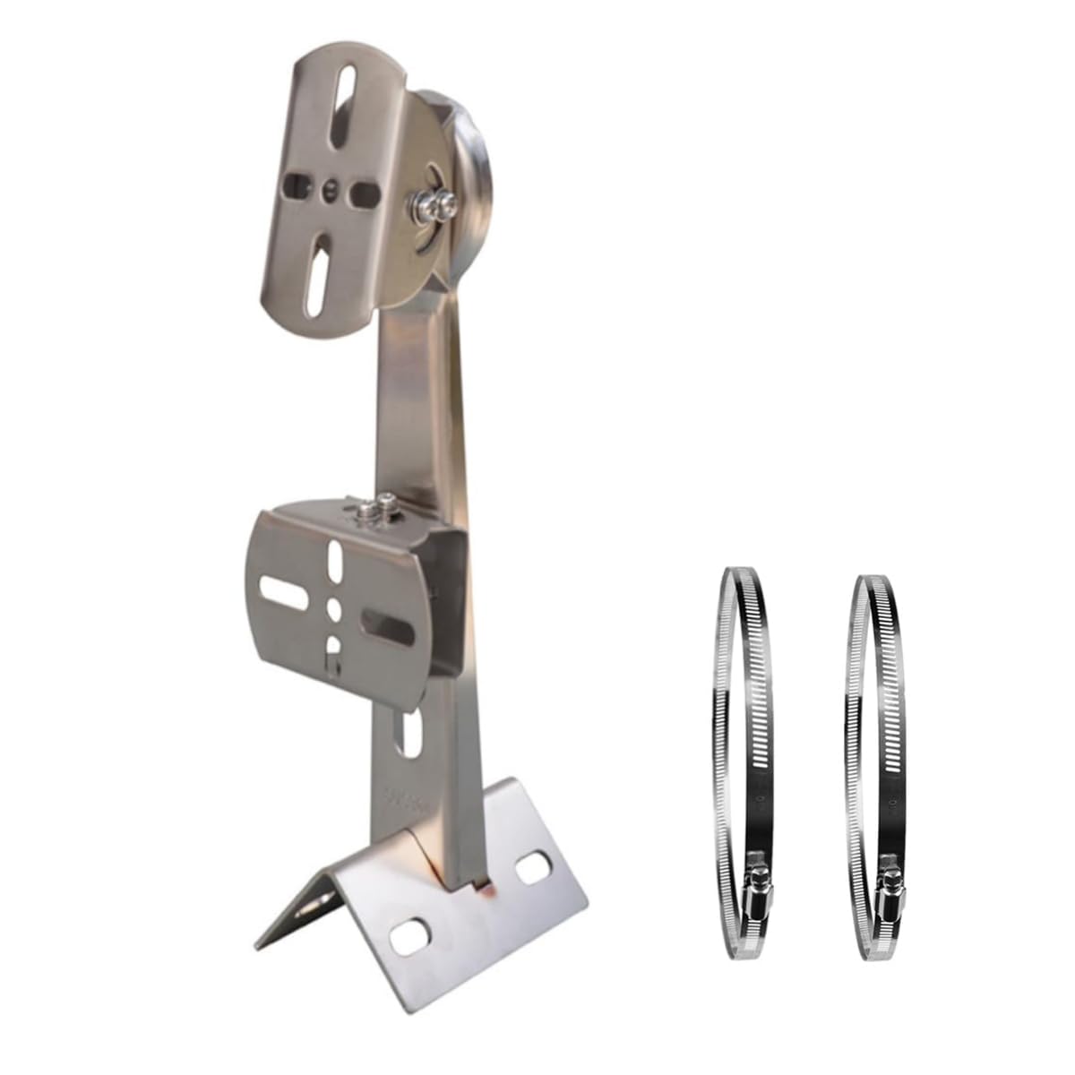 Ctxsumtec White Cctv Security Camera Corner Pole Corner Mounting Bracket With 2 Loops For Surveillance Camera, Dahua Bullet And Ptz Cameras(Stainless Steel, 26Cm/10.2")