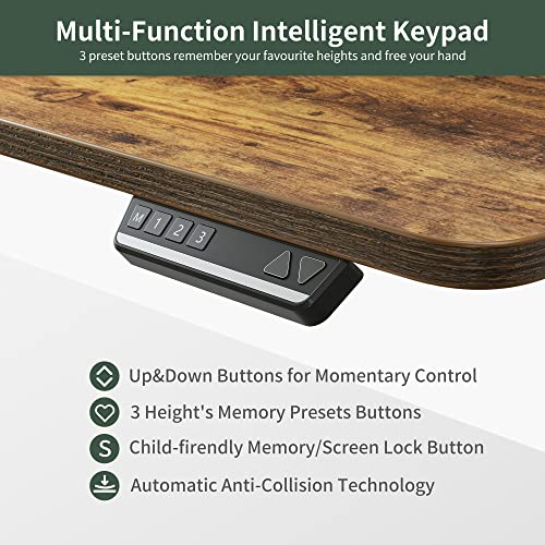 Image of FEZIBO 75 Inches, Supports Over 300lbs, Large L Shaped Standing Desk, Electric Height Adjustable L Shaped Desk, Suitable for Home Office, Rustic Brown Top /Black Frame