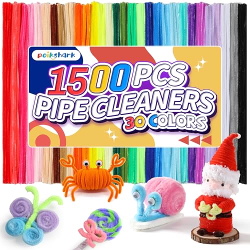 POIKSHARK 1500 PCS 30 Colors Quality Pipe Cleaners Bulk, Thick Pipe Cleaners Craft for DIY Craft...