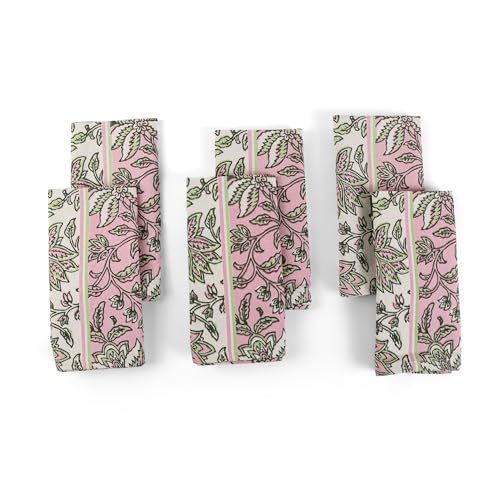 Image of FINGERCRAFT Kitchen Cloth 100% Soft High GSM Cotton Fabric Kitchen Towel, 20 x 30 Inches Perfect Size for Kitchen Uses, Set of 6, Multipurpose Use as Dish Towel, Bar Towel (Pink Flower)