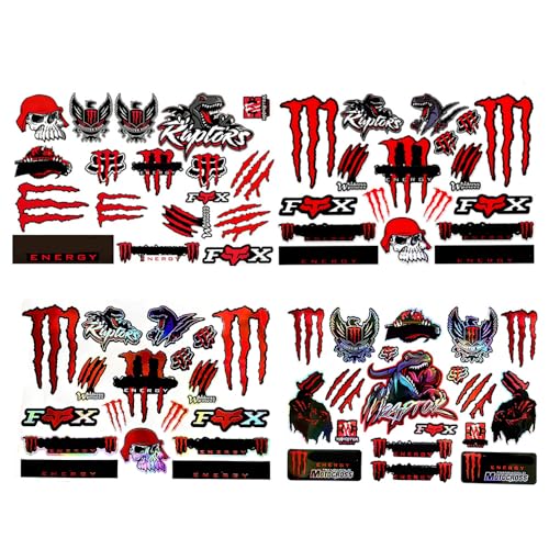 XFSRG 4 Pièces Autocollant Moto Energy de Claw Design Imperméable Découpé Esthétiques Réfléchissants Stickers pour Casque Skateboard Tout-Terrain