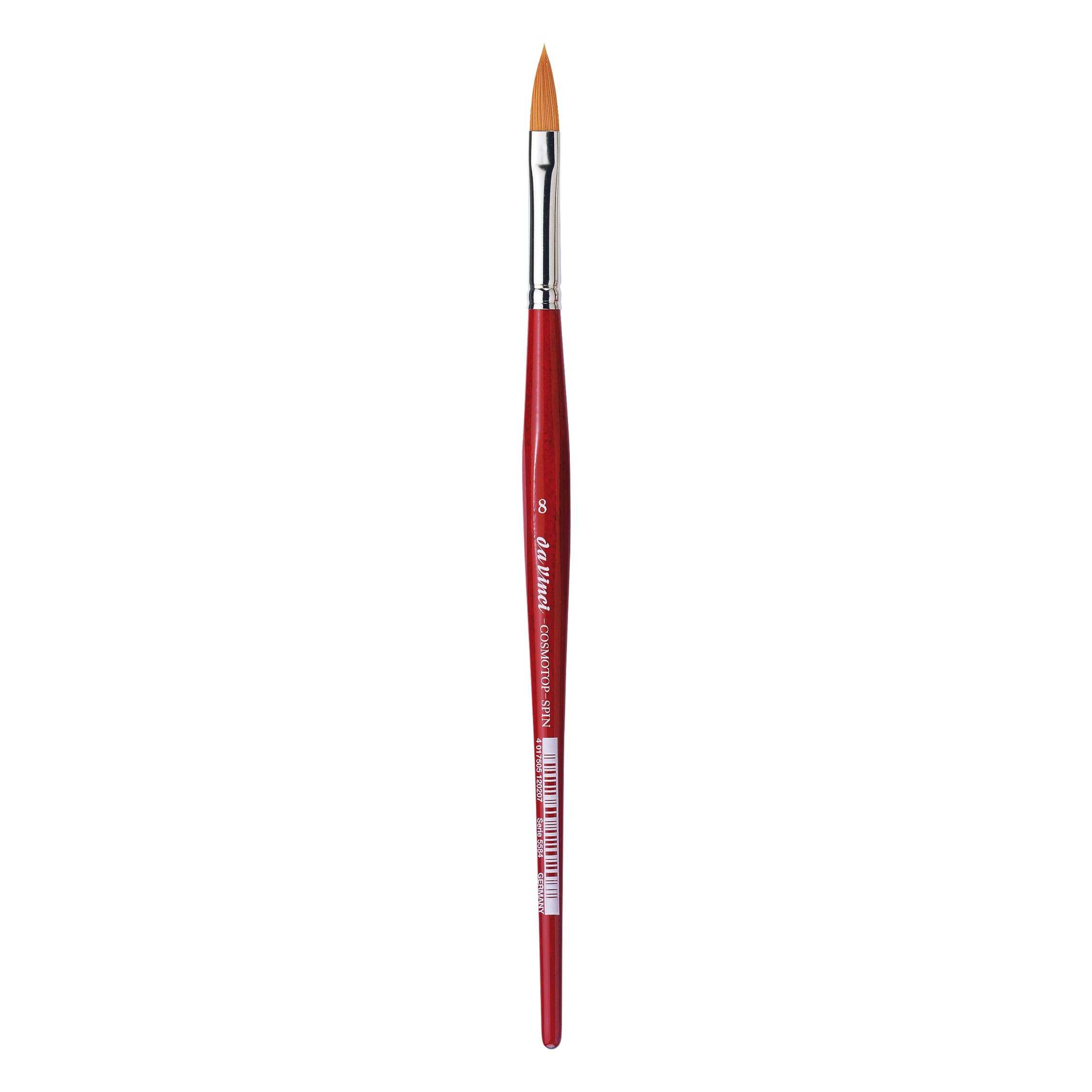 da Vinci Watercolor Series 5584 CosmoTop Spin Paint Brush, Pointed Oval Synthetic with Red Handle, Size 8 (5584-08)