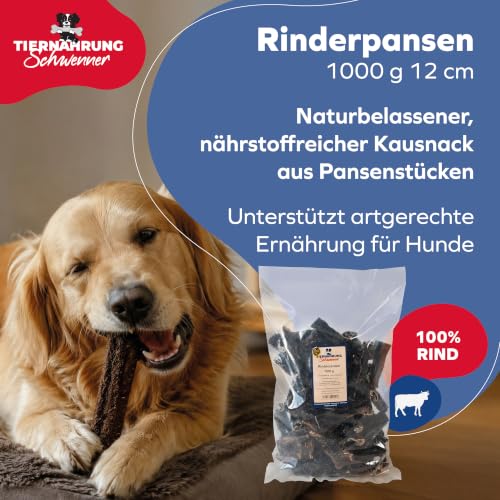 Tiernahrung Schwenner Rinderpansen Hunde, getrocknet, 1000g, 12cm