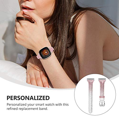 UKCOCO Pulseira de Relógio de Couro Bling Glitter Ajustável Substituições de Pulseira de Relógio de