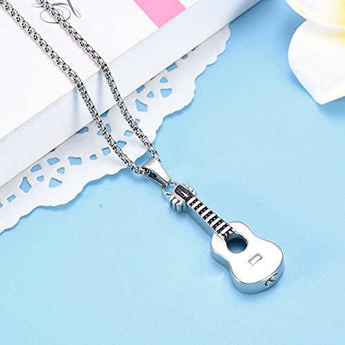 Stainless Steel Guitar Cremation Pendants Ashes Holder Memorial Urn Necklace + Box+Chain+Fill Kits #TOP3
