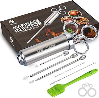 Ofargo Stainless Steel Meat Injector Syringe with 3 Marinade Injector Needles for BBQ