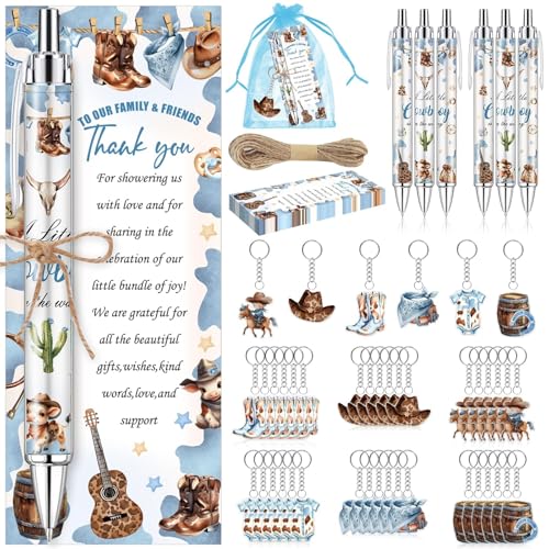 EYNDYN 145 Pieces Cowboy Baby Shower Favors for Guest A