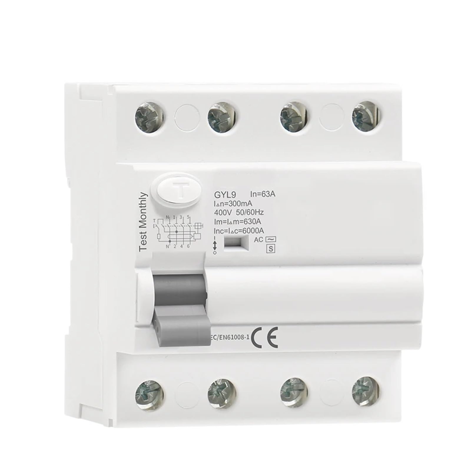 Disyuntor Interruptor diferencial con retardo de Tiempo GYL9 AC-S RCCB ELCB Interruptor electromagnético con retardo(AC-S 2P 40A,300mA)