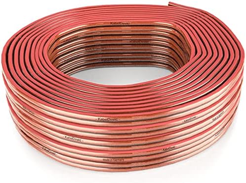 KabelDirekt  Pure Copper Stereo Audio Speaker Wire & Cable  Made in Germany  2x2.5mm²  10m  (For Hifi Speakers and Surround Sound Systems, Pure Copper, with polarity markings)
