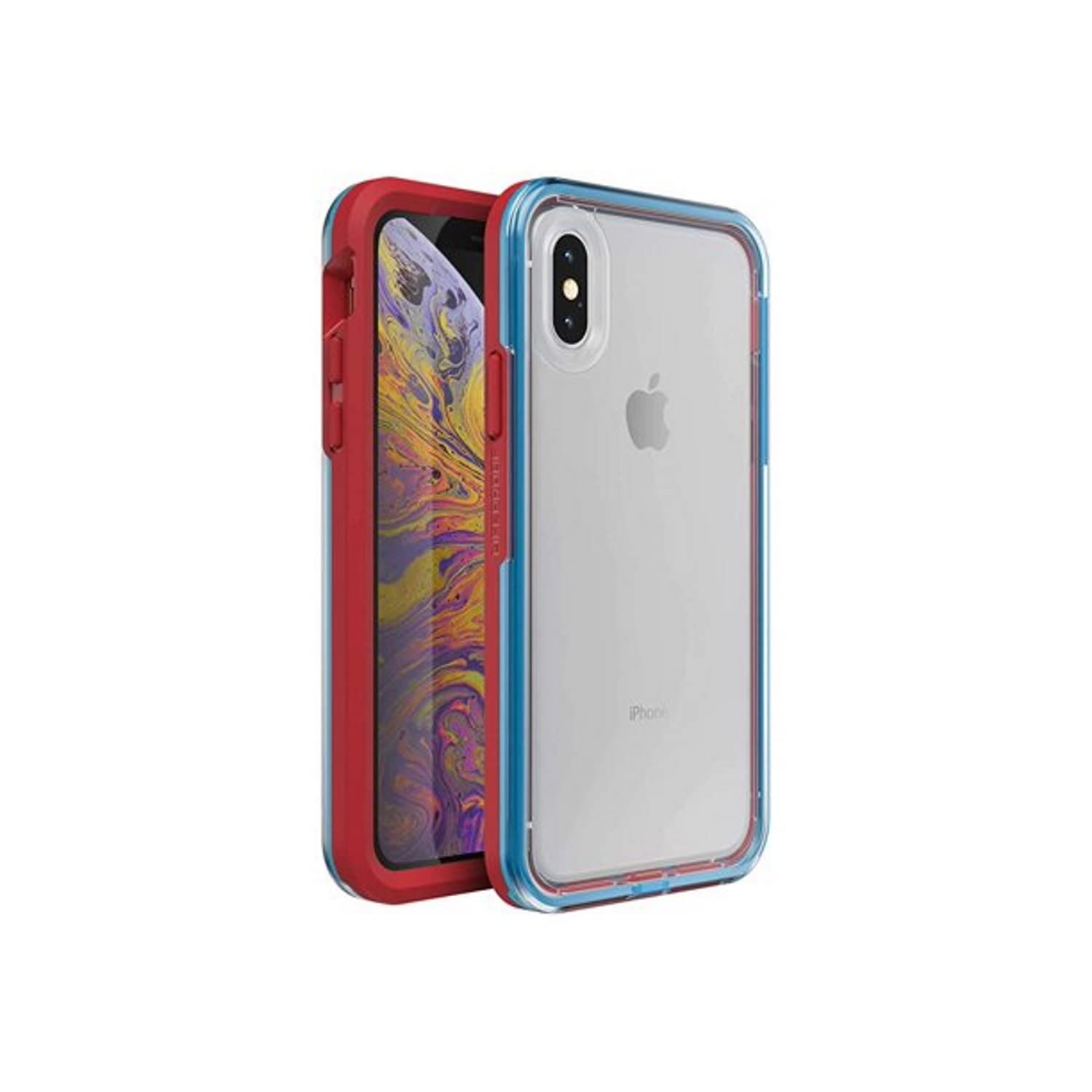 LifeProof SLAM Series Case for iPhone X/XS (ONLY) - Retail Packaging - Varsity (Clear/Blue/Red)