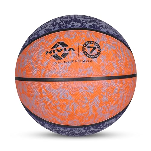Nivia Graffiti Basketball, 8 Panels, Blue-Orange, Size 7 - Image 6
