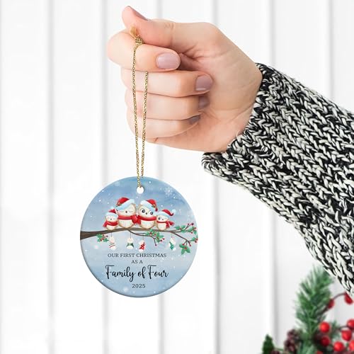 Image of First Christmas As Family of 4 Ornament 2025 - New Parents Ornament