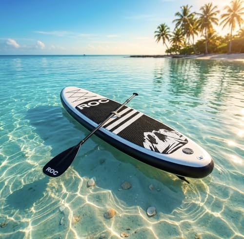 Image of Roc Inflatable Stand Up Paddle Board with Premium SUP Paddle Board Accessories, Wide Stable Design, Non-Slip Comfort Deck for Youth & Adults