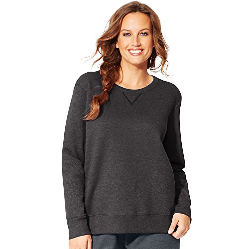 JMS ComfortSoft EcoSmart V-Notch Crewneck Women's Sweatshirt_Slate HTR_2X