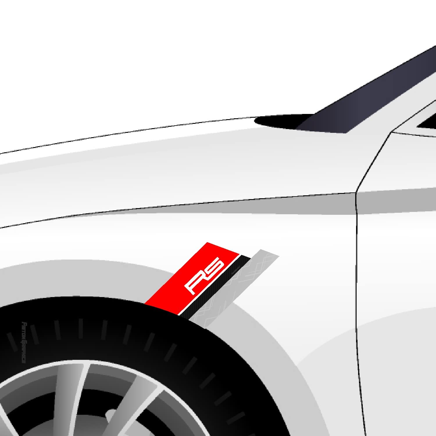 Car Front Fender Stickers Graphics Both Side Decals Red Silver Color (Pack of 2)