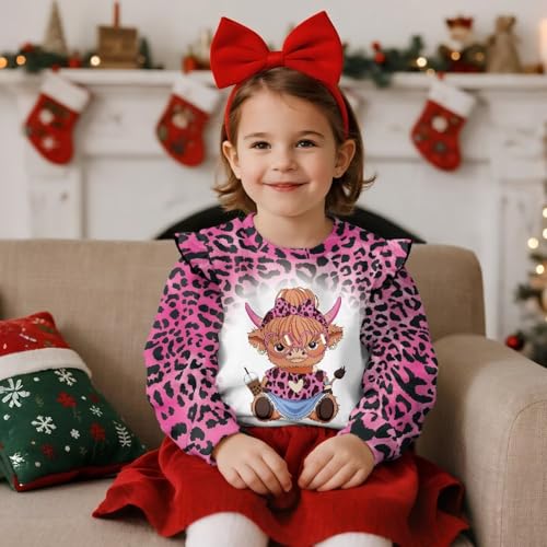 Pullover Sweatshirt 1-8 Y Ruffle Shoulder Sweaters Long Sleeve Shirt for Girls Soft Crewneck Tops3