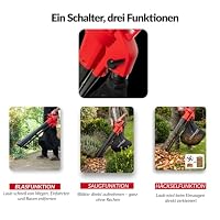 LEHMANN Elektro Laubbläser 3-in-1, Laubsauger mit Häcksler, 3500W, Häcksel-, Saug- und Blasfunktion in einem, 270 km/h Blasgeschwindigkeit, 15.000 U/min, Fangsack 40L, Tragegurt & Räder – Ansicht 4