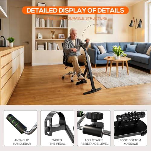 Image of Adjustable Pedal Exerciser for Seniors, Upright Arm and Leg Exercise Bike for Home Physical Therapy, Sit-Down Recumbent Cycle with LCD Display & Chrome Handlebars for Joint Mobility