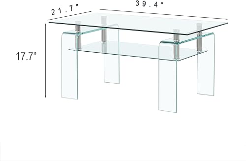 Miniatura 2 de Mesa de centro de cristal moderada con patas de cristal Pequeña mesa de centro moderna para sala de estar