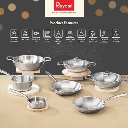 Image of Triply Stainless Steel Sauce Pan (1.6L, 16cm) with Innovative Stay-Cool Handle, 2.5mm Thick Heavy Bottom Milk Pan & Tadka Pan, No Chemical Coating, Induction Friendly Cookware, 5 Year Warranty