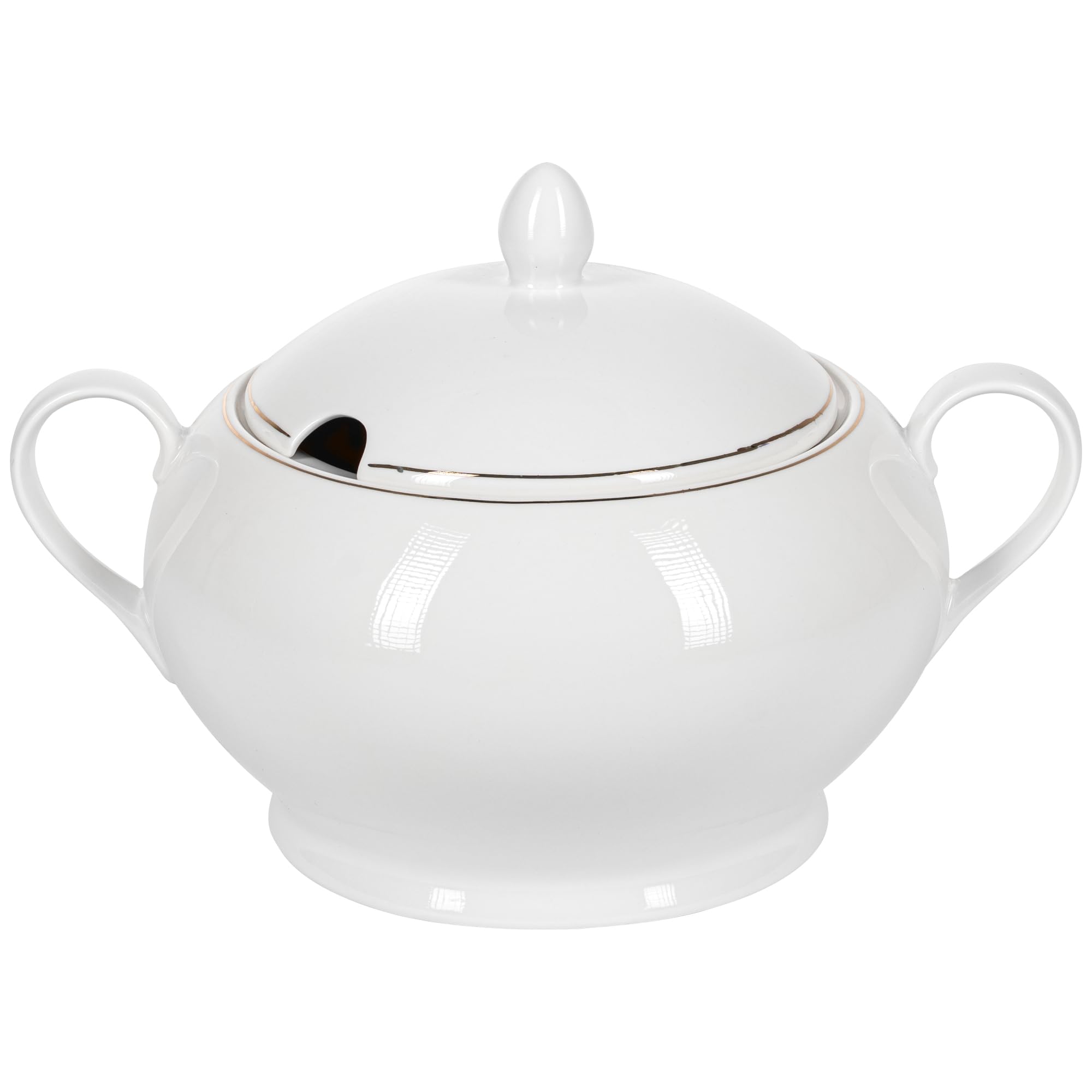 Waza do Zupy Porcelanowa 3 L, Ręcznie Malowany Złoty Pasek