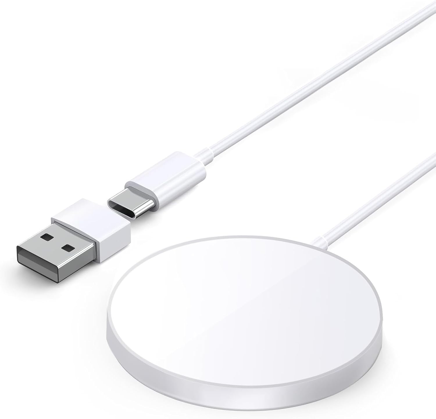 for MagSafe Charger, Magnetic Wireless Charging Pad for iPhone 17/17 Pro/17 Pro Max/Air/16 15 14 13 12 Pro Max Plus mini & AirPods 2 3 Pro, Strong Magnet, USB-C/A Ports, White