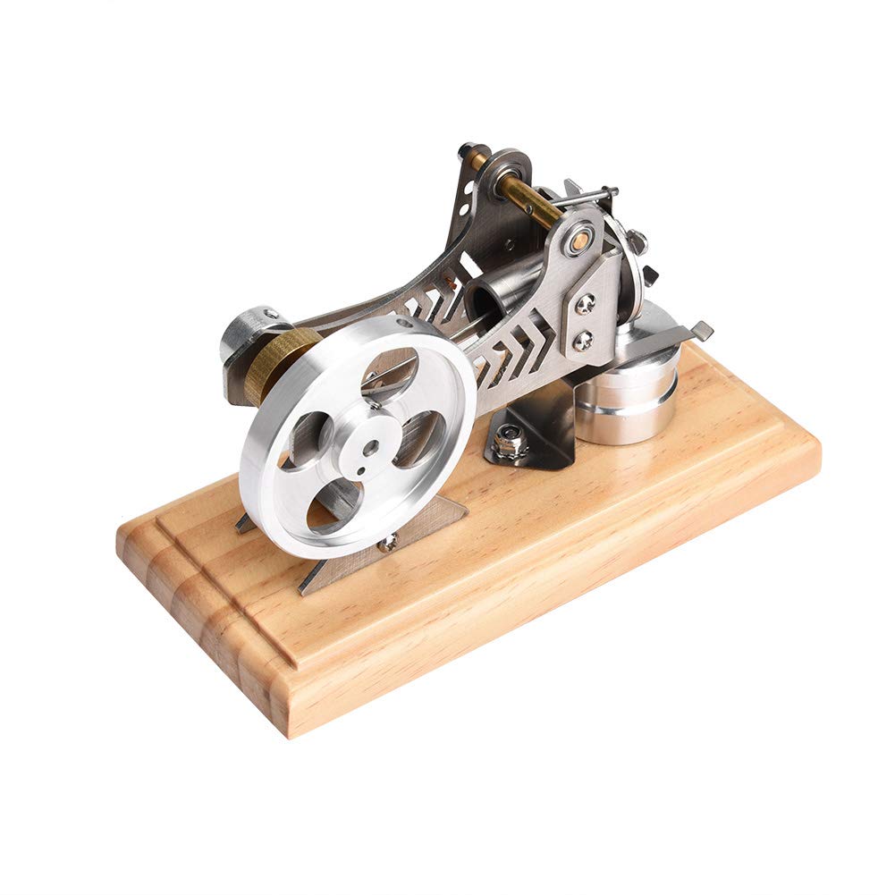 Mumusuki Motore Stirling in Legno + Metallo, Motore Stirling Ad Aria a LED Modello Generatore di Corrente Elettrica Educazione Divertente per Dimostrazione e Ricerca