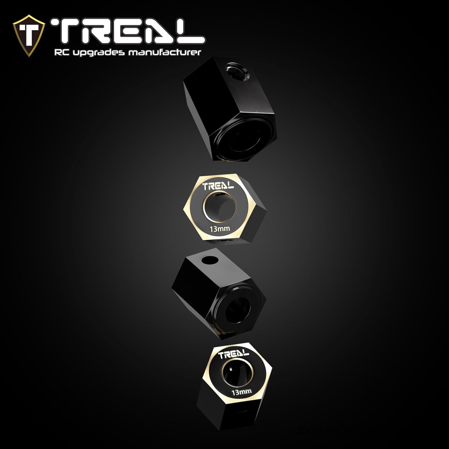 TREAL Brass Wheel Hex Hubs Adaptors Extended Hub for Axial 1/8 AXP8 Gilamon(13MM)