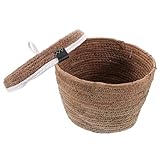 Housoutil Cesta de Ratán Tejida Tapa, Cesta Redonda de Mimbre para Almacenamiento de Frutas y Aperitivos en Cocina y Mesa
