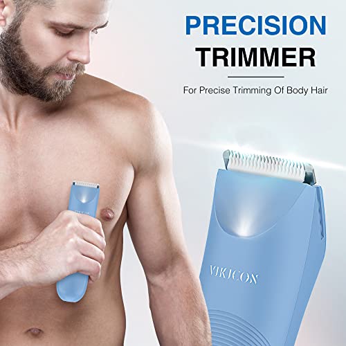 Vikicon Pubic Hair Trimmer For Men, Bikini Trimmer Women, Electric Groin & Body Shaver Ipx7 Waterproof Wet/Dry, Body Groomer For Manscaping, Male Razor Usb-C Charging, No Nicks, No Cuts, Led Light #TOP1