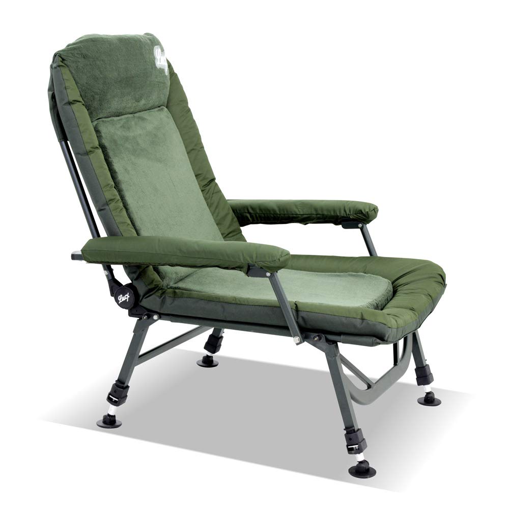 Lucx Angelstuhl 'EL Presidente' - luxuriöser Karpfenstuhl mit Memoryschaum, Thermobezug & Verstellbarer Rückenlehne - Stabiler Carp Chair mit Armlehnen & Schlammfüßen