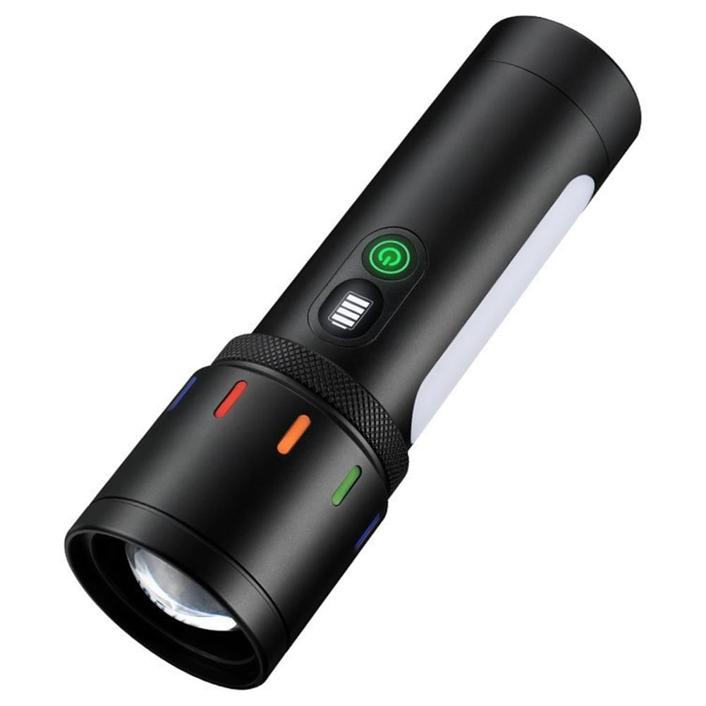 UDSKNV[KSL Three-Color Waterproof Flashlight with -Point Strip, Zoomable Brightness Outdoor Camping Searchlight