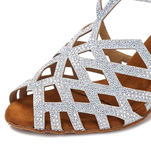 Image of Women's Ballroom Rhinestone Dance Shoes, Latin Salsa Bachata Practice Performance Dancer Shoes