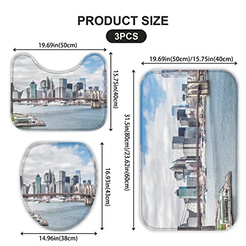 Badematten Set 3D 40x60 Brooklyn Brücke absorbierend 3-teiliges Badezimmerteppich-Set maschinenwaschbare weich… – Bild 4