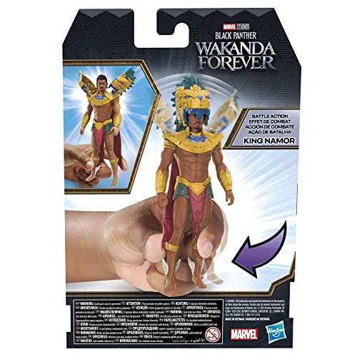 Marvel Hasbro, Black Panther : Wakanda Forever, Roi Namor Transformation Vibranio, Figurine d'action de 15 cm, Jouets Enfants et Filles à partir de 4 Ans