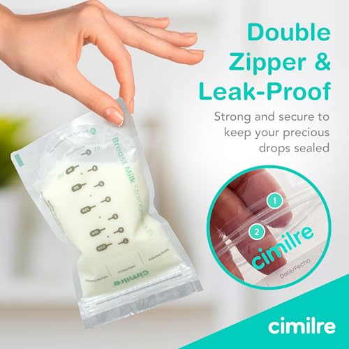 Breast Milk Storage Bags by Cimilre, Leak-Proof Breastmilk Storage Bags, Freeze Flat or Standing, 7 oz. Bags (120 Pack) - Image 4