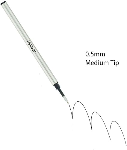 Miniatura 4 de Recambios de bolígrafo roller de 4.37 pulgadas, punta fina de 0.020 in, paquete de repuesto de tinta negra de repuesto de bolígrafo reemplazable