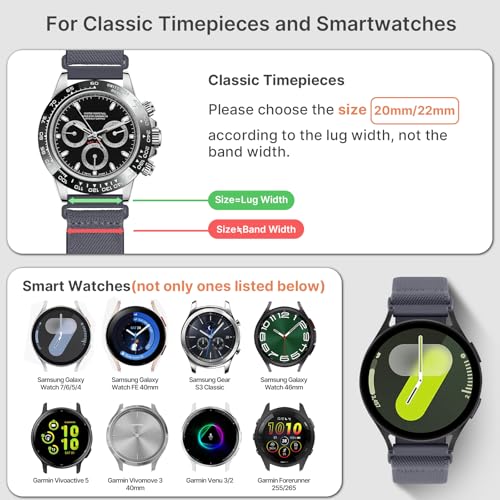 Image of Fullmosa 4-Pack 20mm Water-Resistant Nylon Watch Straps | Compatible with Amazfit Bip U, Amazfit GTR /GTS, Samsung Galaxy Watch 7 /6 /5 /4, Garmin Venu and Other 20mm for Men Women