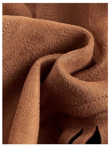 WDIRARA Women's Asymmetrical Fringe Hem Tie Backless Halter Vest Slim Fit Suede Vintage Crop Tank Tops3